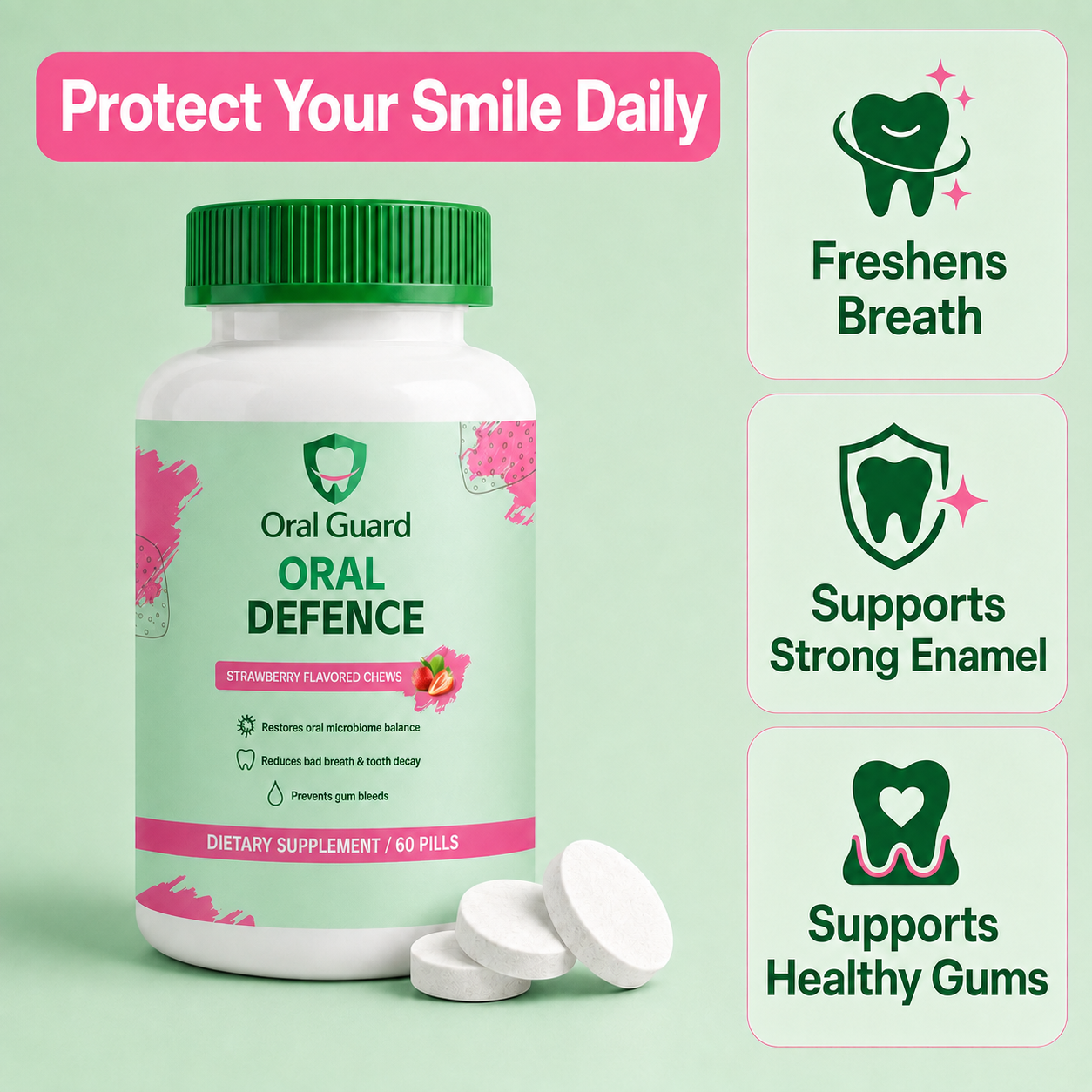 Strawberry Flavored Oral Defense Chews