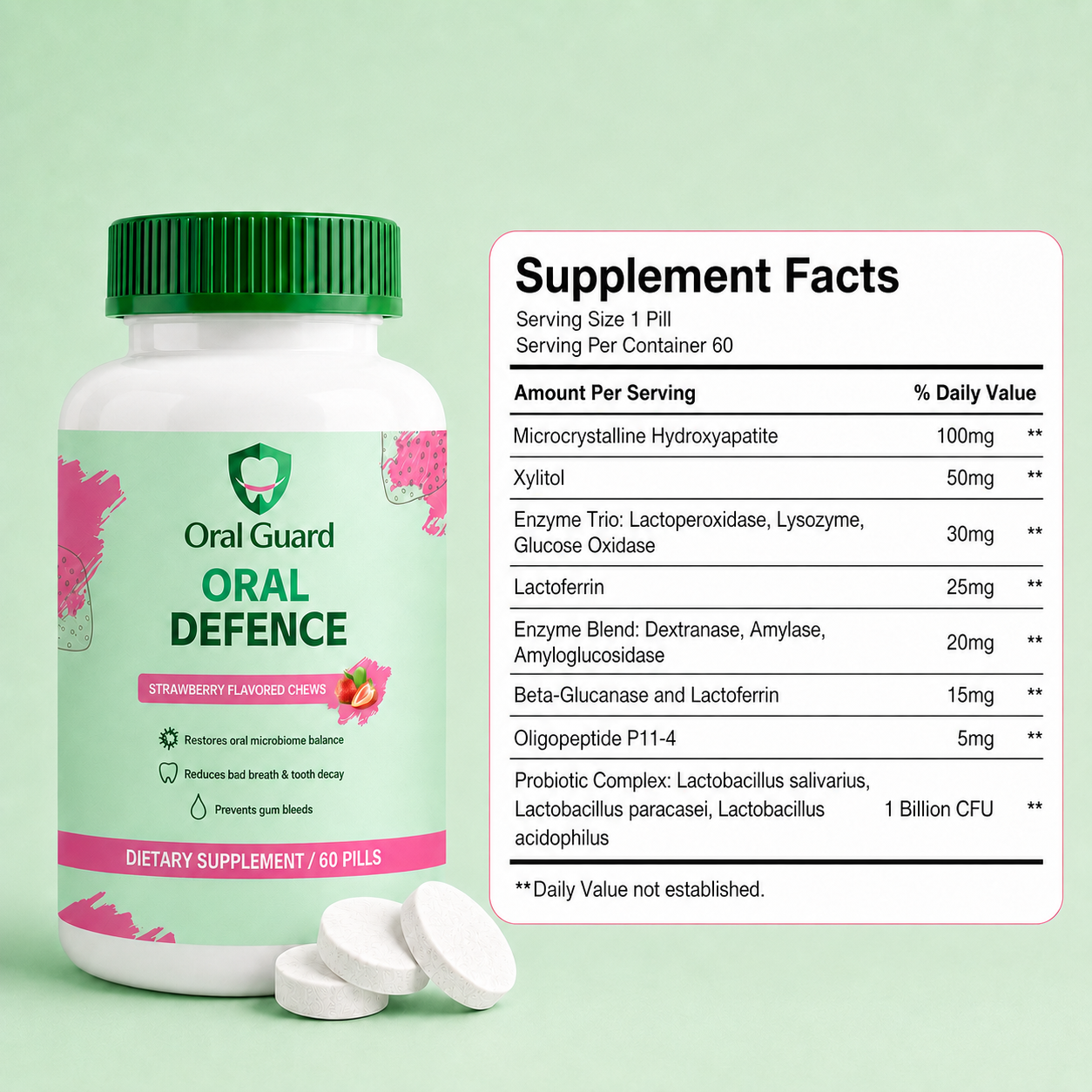 Strawberry Flavored Oral Defense Chews